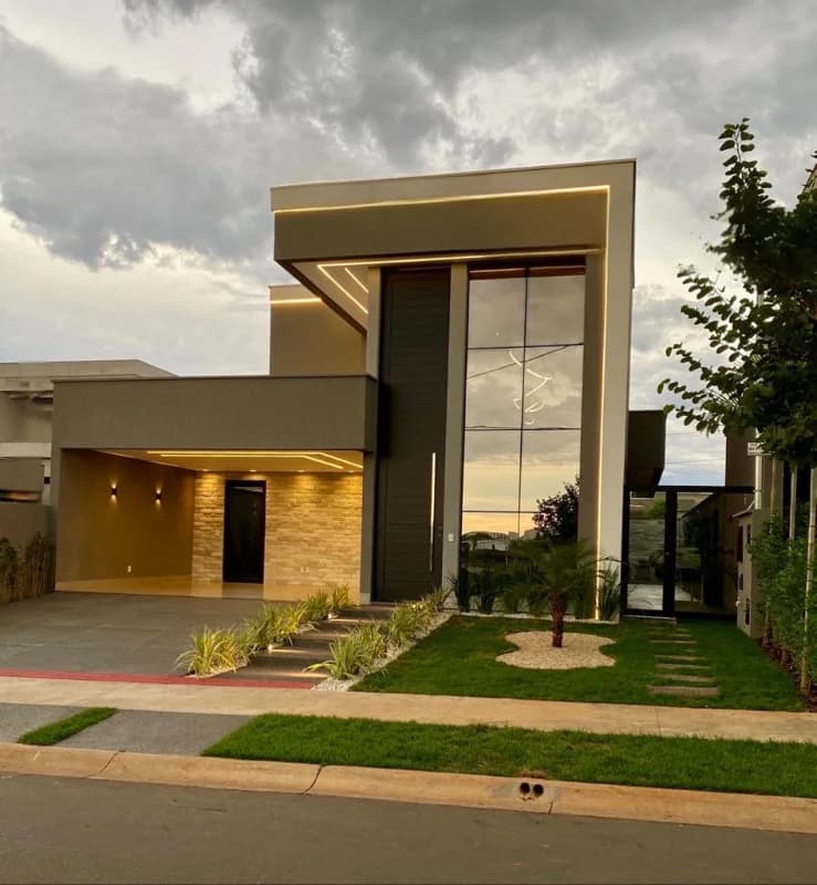 Fachada do Casa à Venda no Parque Ville Jacarandá Aparecida de Goiânia: Exclusividade e Contato com a Natureza