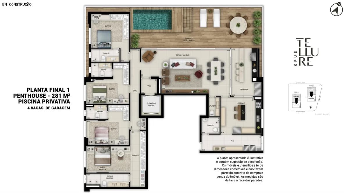 Fachada do Cobertura Opus Tellure | 281m² e 4 suítes | Setor Serrinha